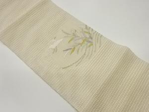 絽綴れ鶴に葉模様織出し名古屋帯